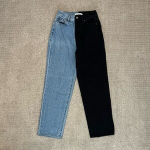 Pacsun High Waisted Two-Tone Jeans | 00, Black & Blue